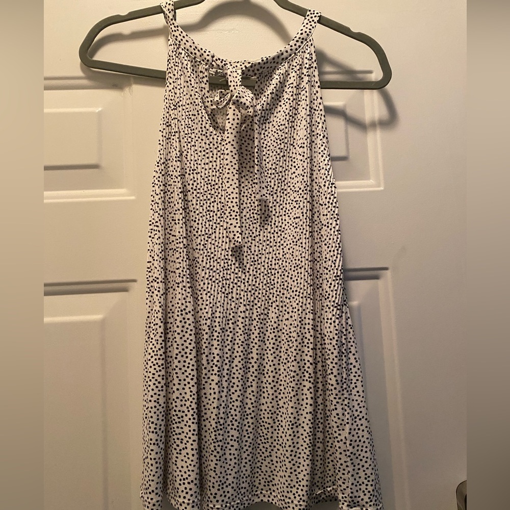 ADRIANNA PAPELL WHITE AND BLACK TANK TOP WITH BOW, SIZE M